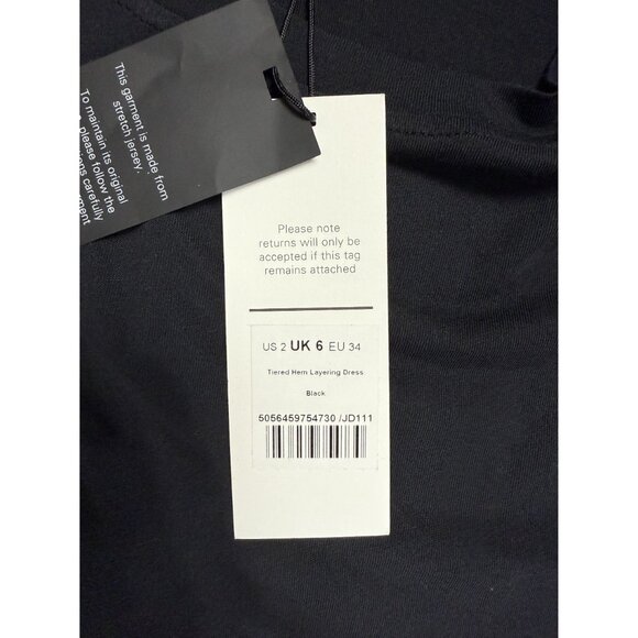 NWT ME + EM Tiered Hem Layering Dress Black Cotton Jersey with Woven Cotton 2US - Picture 8 of 9